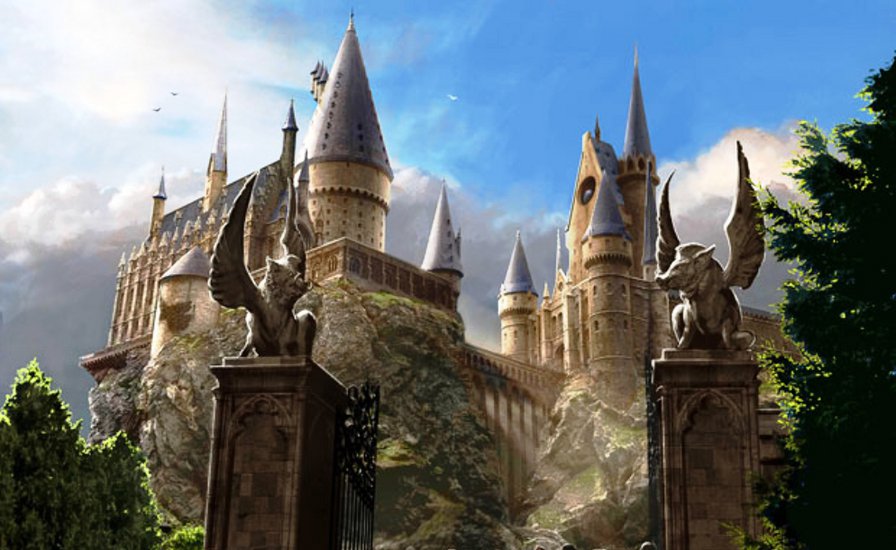 замок гарри поттера - волшебник, замок, магия, фэнтази, сказочный, сквер, дворец - оригинал