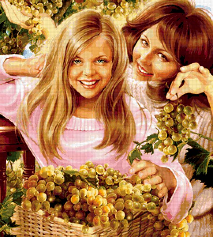 №178348 - ребенок, виноград, корзина, ягоды, девушка - предпросмотр