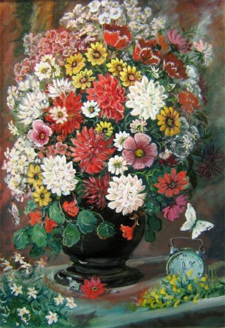 Букет - хризантемы, цветочки, цветы, букет, розы, луговые цве, георгины, букеты - оригинал