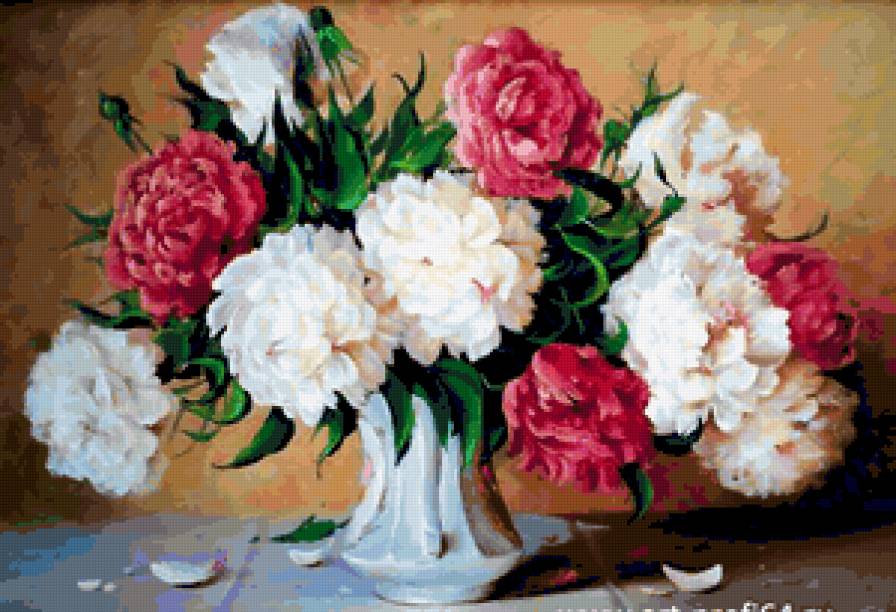 Пионы - картина, букет, пион, цветок, цветы, ваза, пионы - предпросмотр