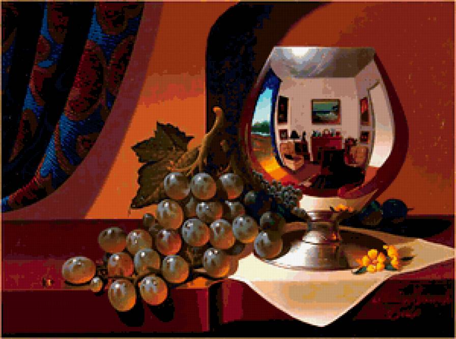 Натюрморт с виноградом - живопись, натюрморт - предпросмотр