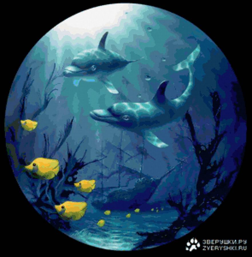 Подводный мир - дельфины - предпросмотр