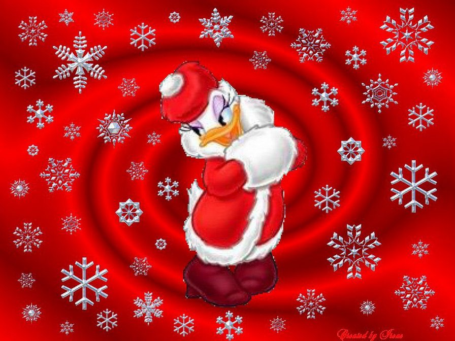 снег кружится - снежинки, новый год, утка - оригинал