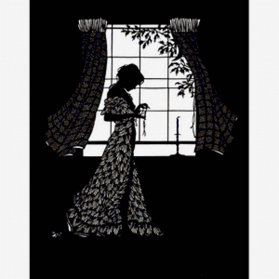 Девушка - окно, комната, силуэт, девушка - предпросмотр