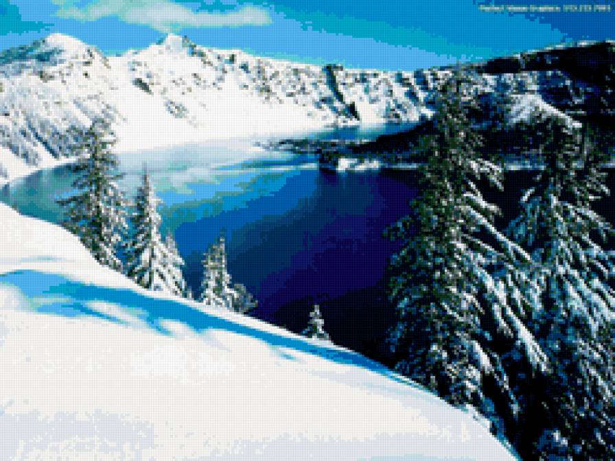 зимняя сказка - зима, снег, река, горы - предпросмотр