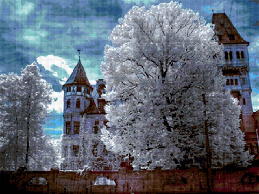 зима - природа, пейзаж, домик, снег - предпросмотр