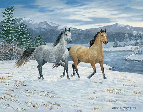 лошадки - пейзаж, лошадь, кони, лошадка, природа, лошади, животные, зима - оригинал