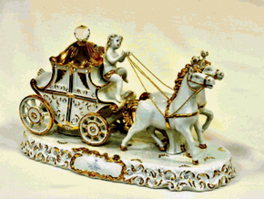 барокко - карета, лошади, статуи, белые, экипаж, коляска, кареты - предпросмотр