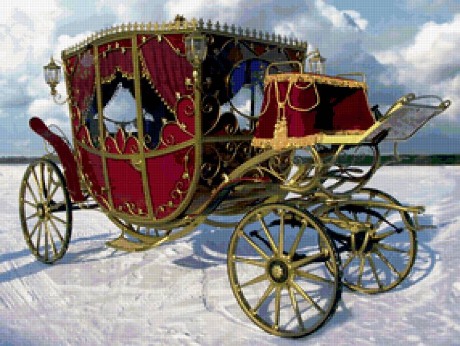 карета - карета, кареты, коляска, экипаж, упряжка, красная - предпросмотр