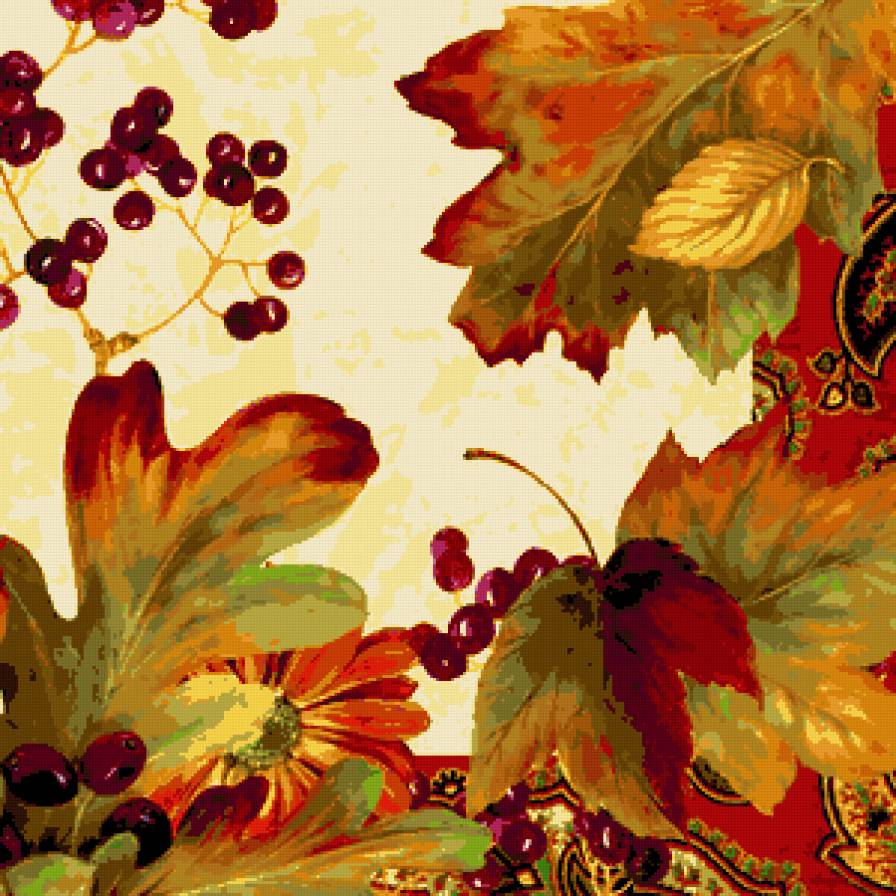 Осенняя подушка - листья, подушки, осень, подушка, ягодки, осенняя картина - предпросмотр