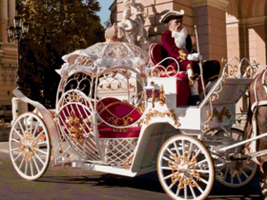 карета с кучером - упряжка, лошади, карета, кареты, белая, экипаж, коляска - предпросмотр