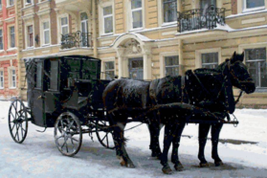 экипаж - лошади, упряжка, черная, кареты, экипаж, карета, коляска - предпросмотр