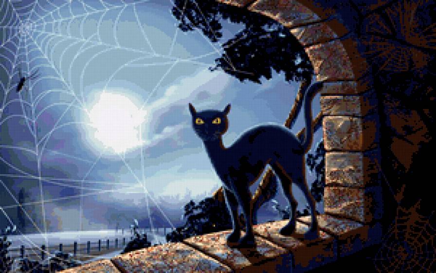 хеллоуин.черный кот - предпросмотр