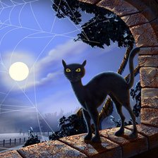Оригинал схемы вышивки «хеллоуин.черный кот» (№180028)