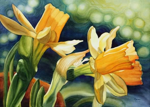 цветочные акварели. нарциссы - оригинал