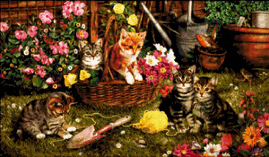 Кошка играет в саду - кошка - предпросмотр