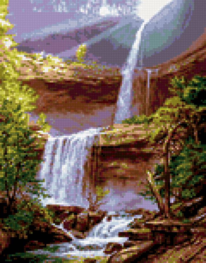 Водопад в ущелье - водопад, пейзаж - предпросмотр