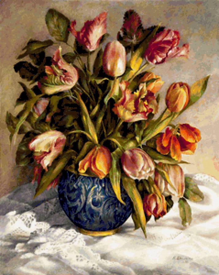Тюльпаны - тюльпаны, цветы, натюрморт, букет - предпросмотр