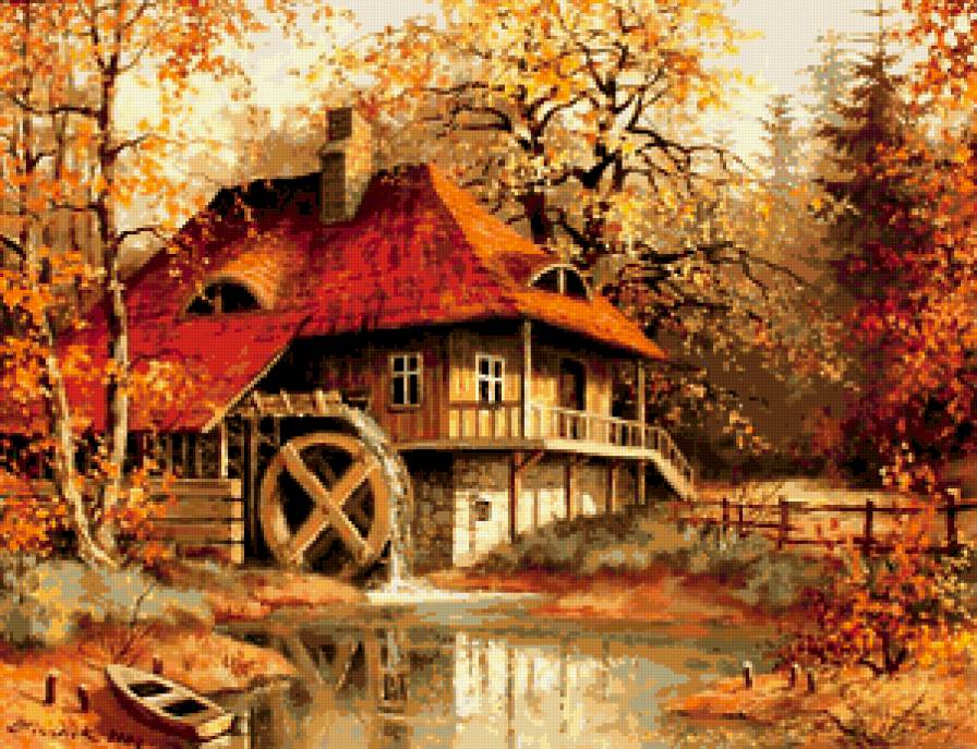Золотая осень - природа, осень, картина - предпросмотр
