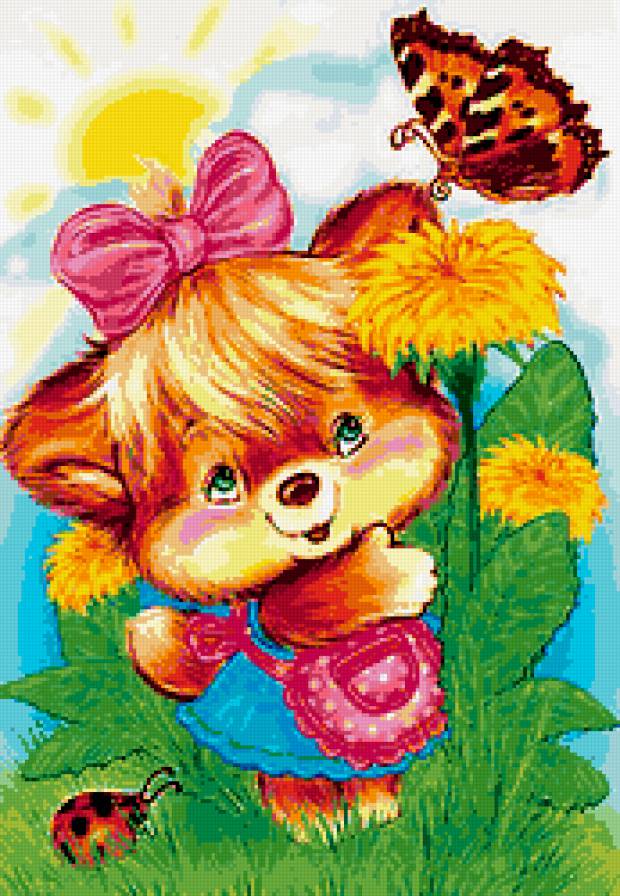 Лисенок - лисенок, бабочка - предпросмотр