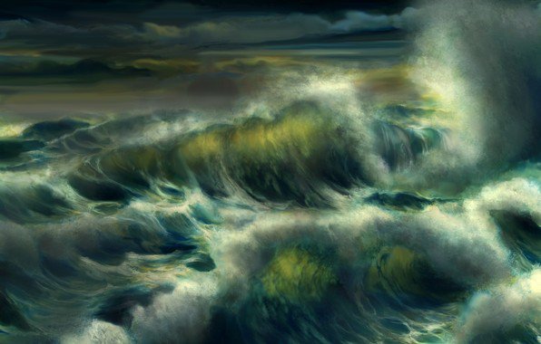 шторм - пейзаж, шторм, волна, море - оригинал