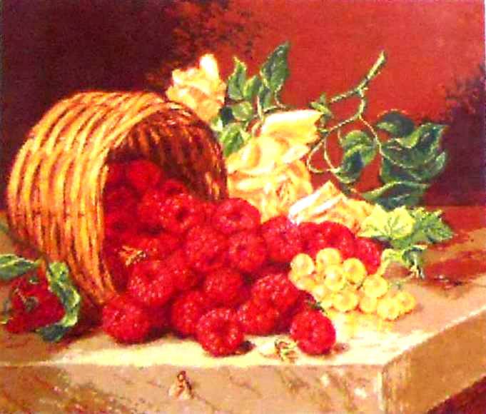 натюрморт - цветы, ягоды, корзина - оригинал