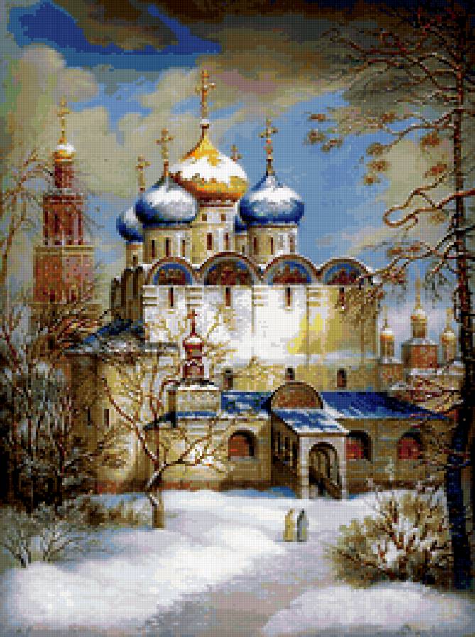 №181273 - дома, зима, храм, монастырь - предпросмотр