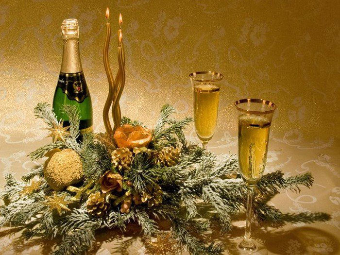 новый год - шампанское, романтика, свечи, новый год - оригинал