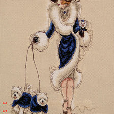 Оригинал схемы вышивки «Дама с собачками» (№181960)