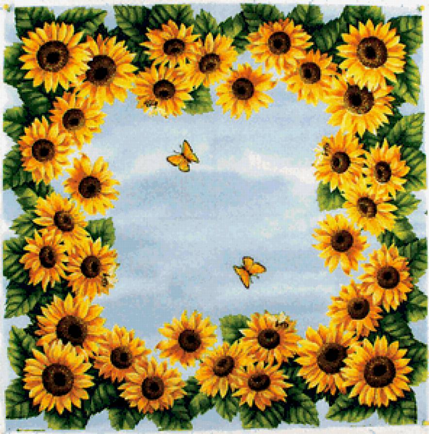 подсолнухи - подушка, скатерть, салфетка - предпросмотр