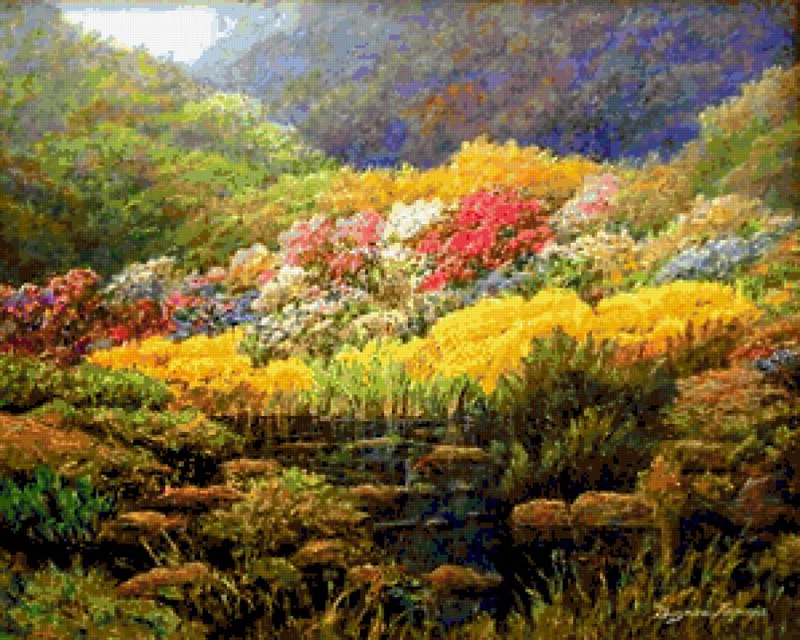 Цветущие холмы - цветы, пейзаж, природа - предпросмотр