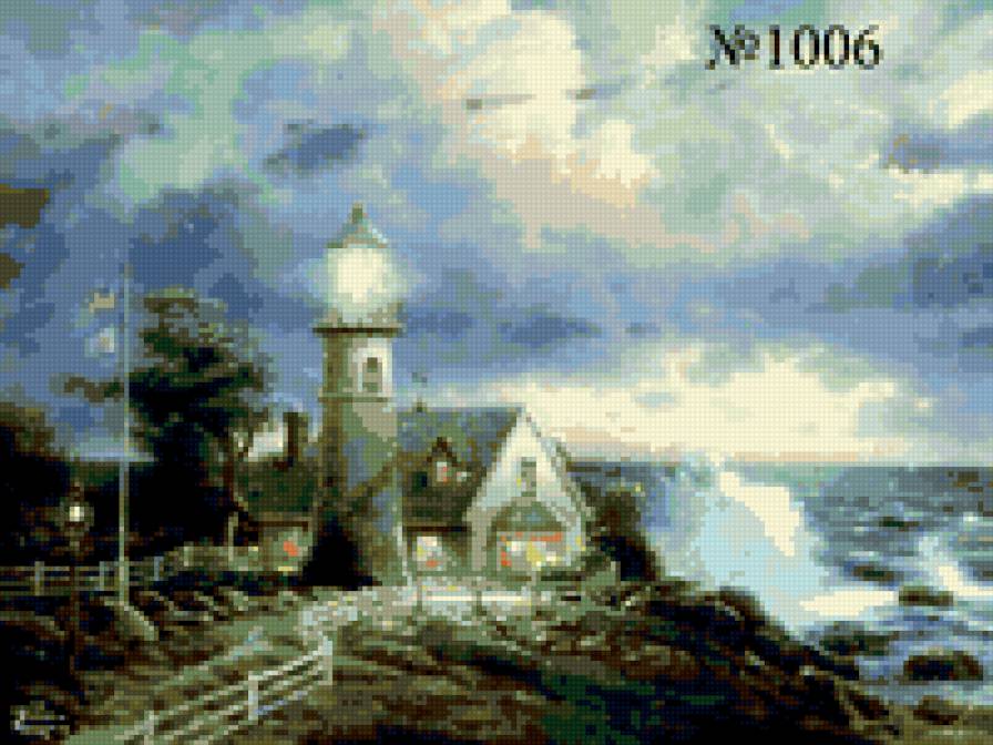 маяк - море, маяк, домик - предпросмотр