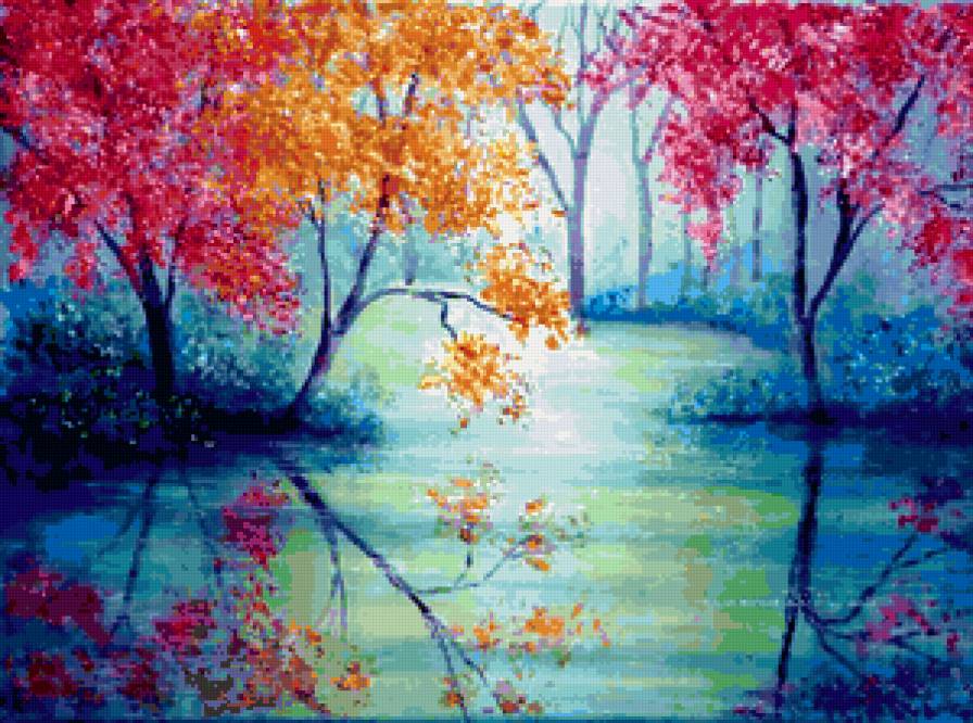 Отражение - пейзаж, природа, красота, картина анн мари, река - предпросмотр