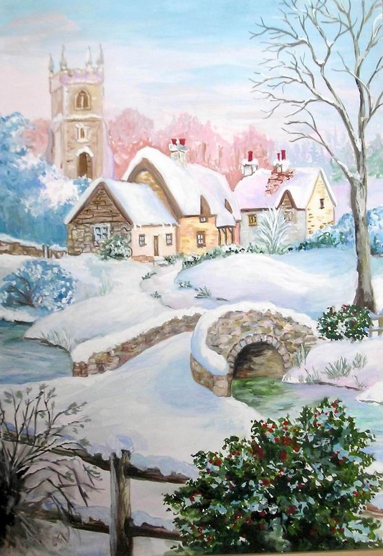 зимняя идилия - дом, зима, пейзаж - оригинал