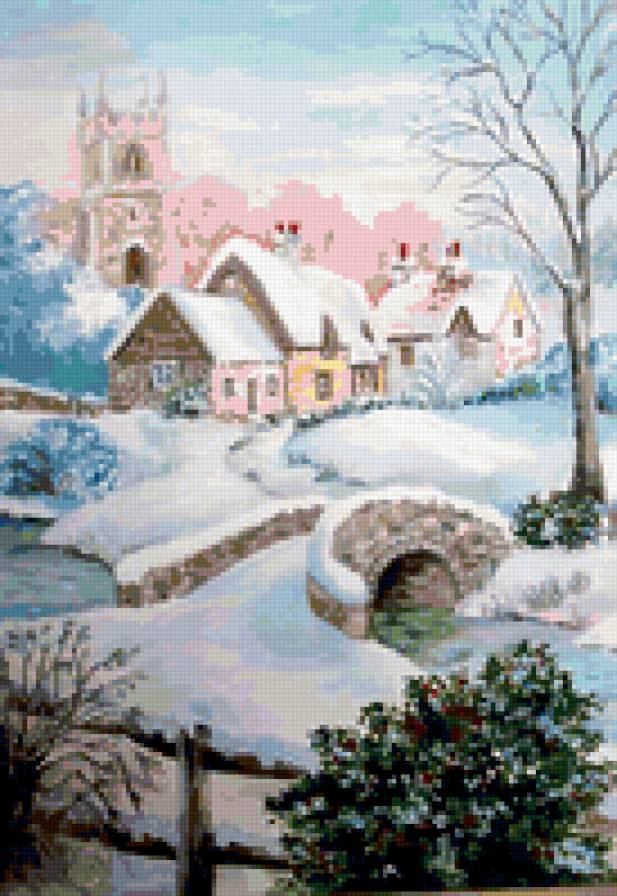 зимняя идилия - дом, пейзаж, зима - предпросмотр