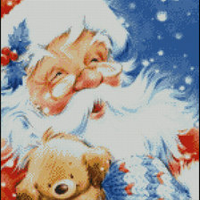 Оригинал схемы вышивки «Дед Мороз и щенок» (№182822)