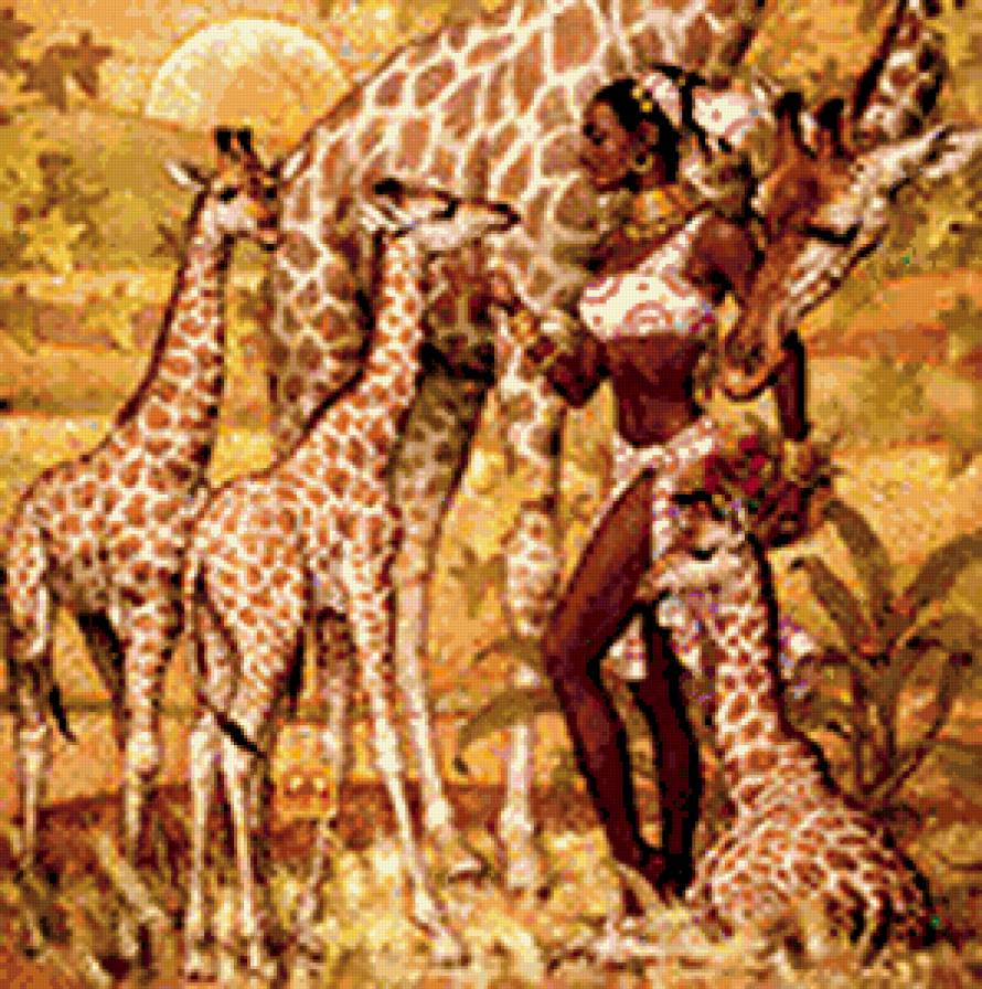 №183121 - жираф, животные, девушка, африка, природа - предпросмотр
