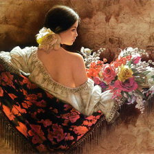 Схема вышивки «испанка с шалью»