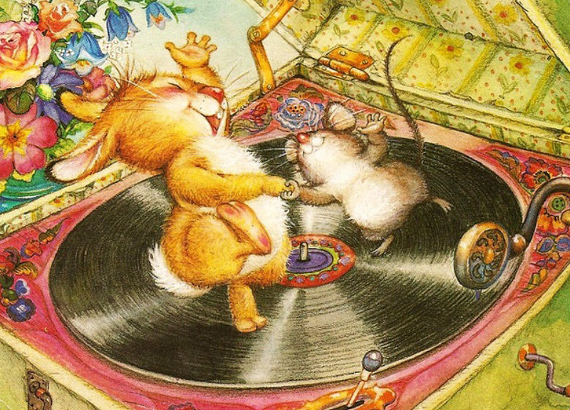 №183392 - заяй, танцы, цветы, мышь - оригинал