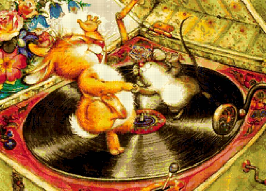 №183392 - танцы, заяй, мышь, цветы - предпросмотр