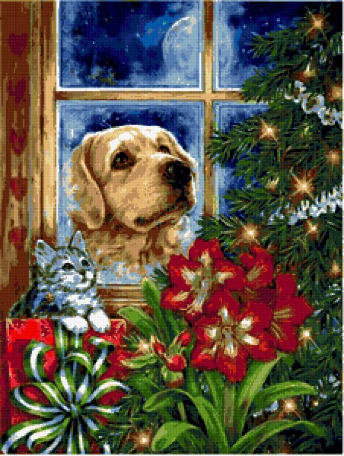 №183474 - картина, животные, новый год - предпросмотр