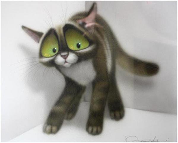 испугался... - кот - оригинал