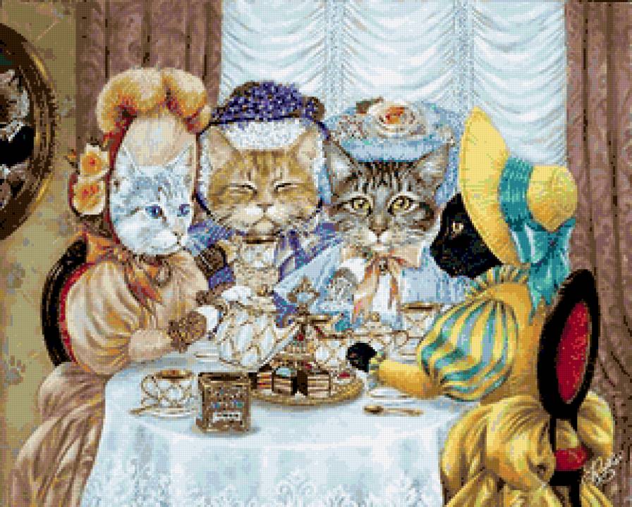 Чаепитие - коты - предпросмотр