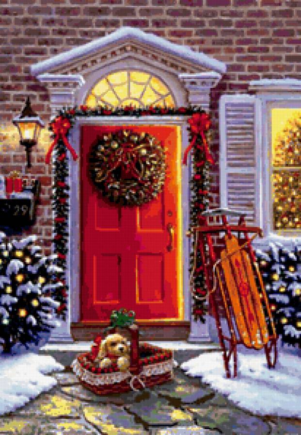 №183590 - собака, дом, зима, снег, санки - предпросмотр