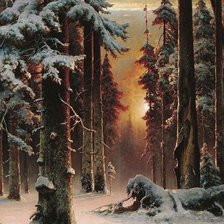 Оригинал схемы вышивки «Закат в зимнем лесу» (№183692)