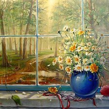 Оригинал схемы вышивки «цветы у окна» (№183757)