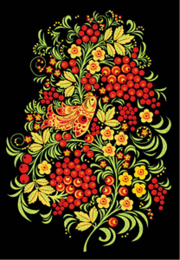 Рябина - узоры, русские, жостово, промыслы - предпросмотр