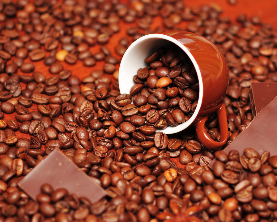 кофе - кофе-зерна, чашка, шоколад - оригинал