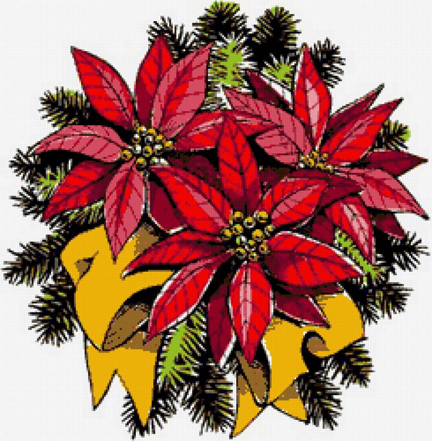 Рождественская подушка - рождество, пуансетия, подушки, цветок, подушка, цветы, флора - предпросмотр