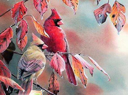 птицы - природа, птицы, картина, весна - оригинал